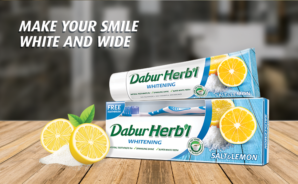 Dabur Herbal Toothpaste 150g No Brush Whitening (Pack of 6)